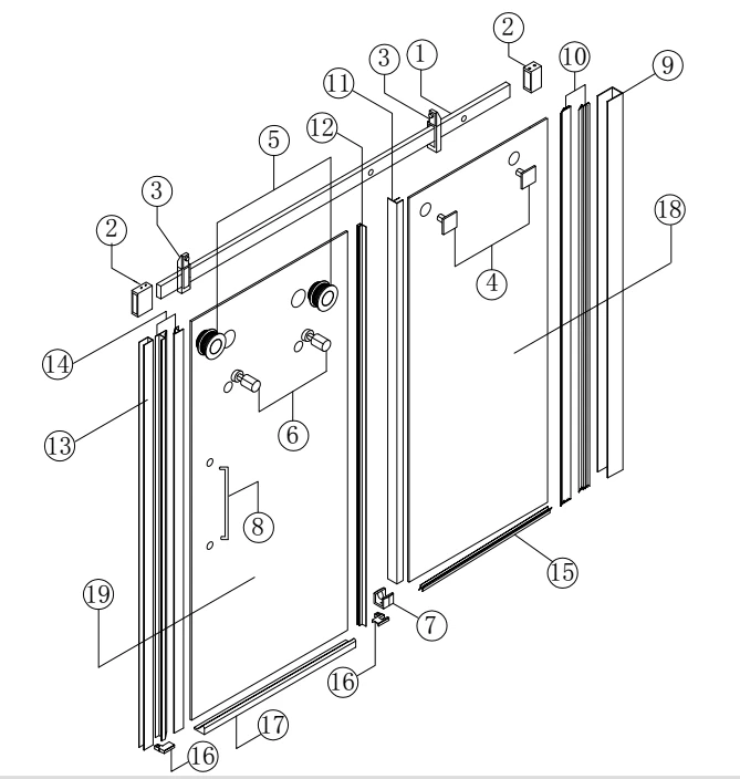 Straight Frameless Glass Sliding Shower Doors